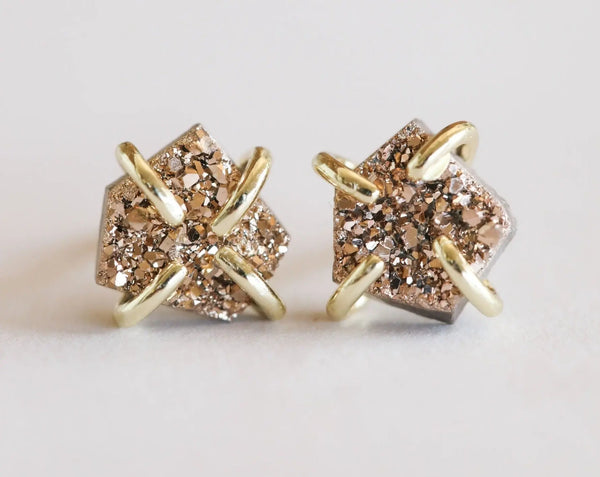 Jaxkelly Rose Gold Druzy Earrings JAXKELLY