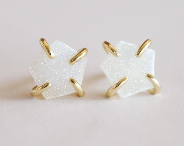 Jaxkelly White Druzy Earrings JAXKELLY