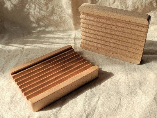 Large Wooden Grooved Soap Dish J U T U R N A