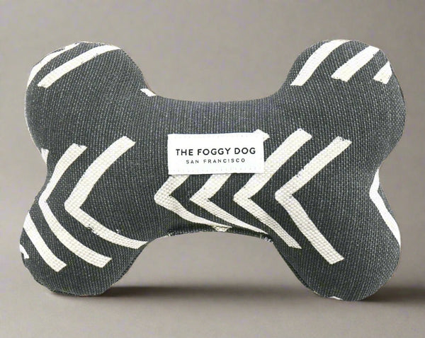 Modern Black Bone Squeaky Dog Toy THE FOGGY DOG