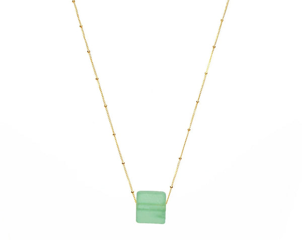 Smartglass Cube Gold Necklace - Antique Clear SMARTGLASS RECYCLED JEWELRY