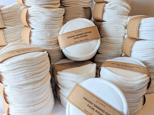 Reusable organic bamboo cotton facial pads