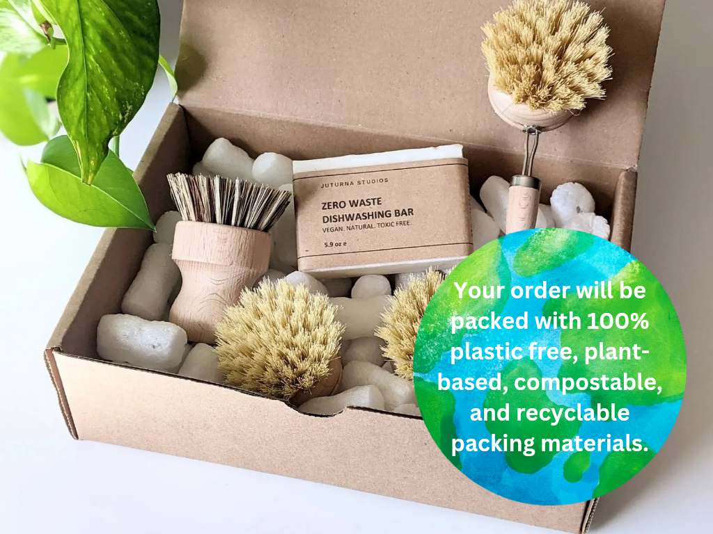 Biodegradable Coconut Kitchen Scourers- 5 Pack, Zero Waste Dish Scrubb –