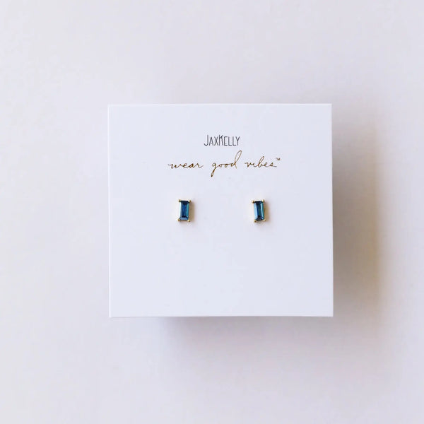 Jaxkelly Sapphire Baguette Earrings JAXKELLY