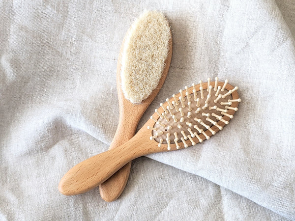 Baby Wooden Hair Brush Set - 3 Piece Baby Gift Set J U T U R N A